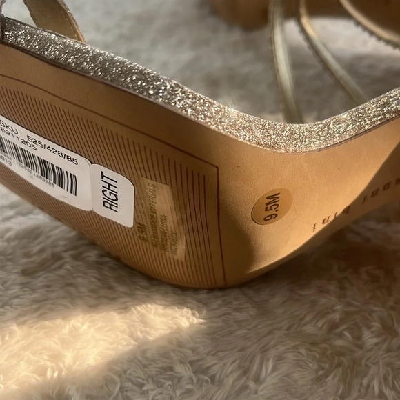Gianni Bini Sz 9.5 Shawn Gold Glitter Strappy Rhinestone Stiletto High Heel NEW - Picture 16 of 16